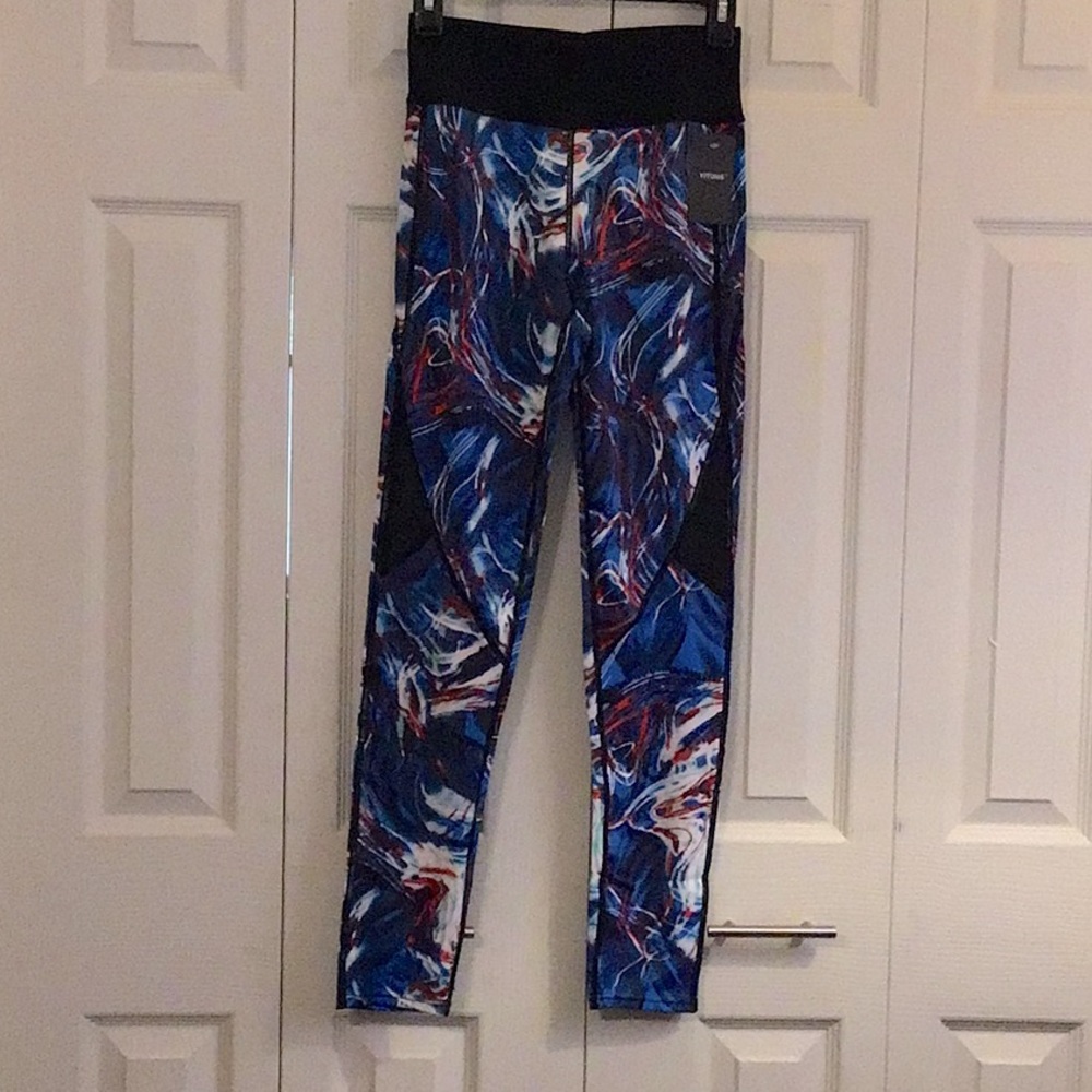 NWT Large Leggings YITONG brand stretchy, red white and blue swirls.BEST OFFER
